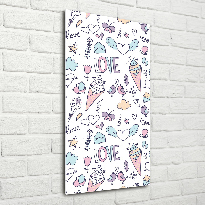 Glasbild vertikales Romantisches Muster