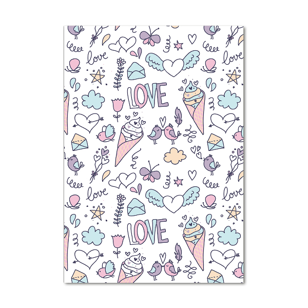 Glasbild vertikales Romantisches Muster