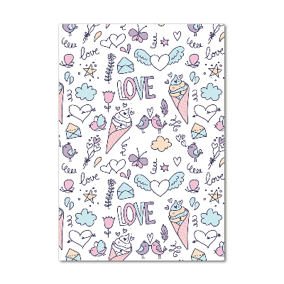 Glasbild vertikales Romantisches Muster