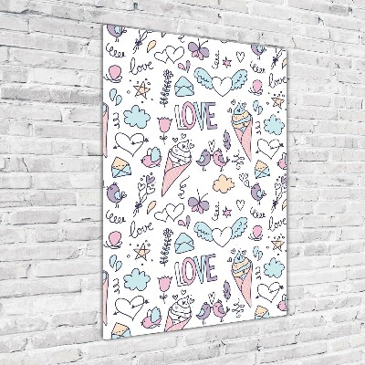 Glasbild vertikales Romantisches Muster