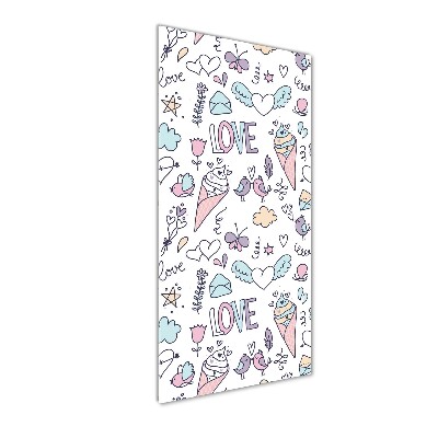 Glasbild vertikales Romantisches Muster