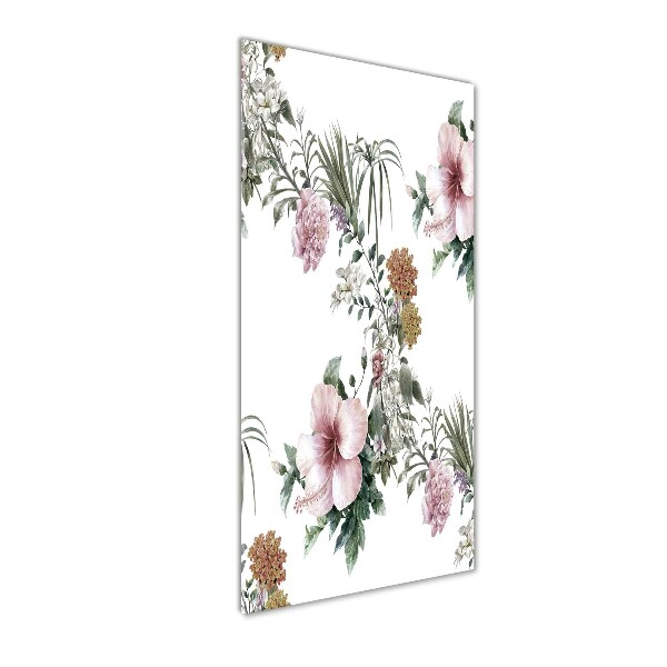 Glasbild vertikales Tropische Blumen