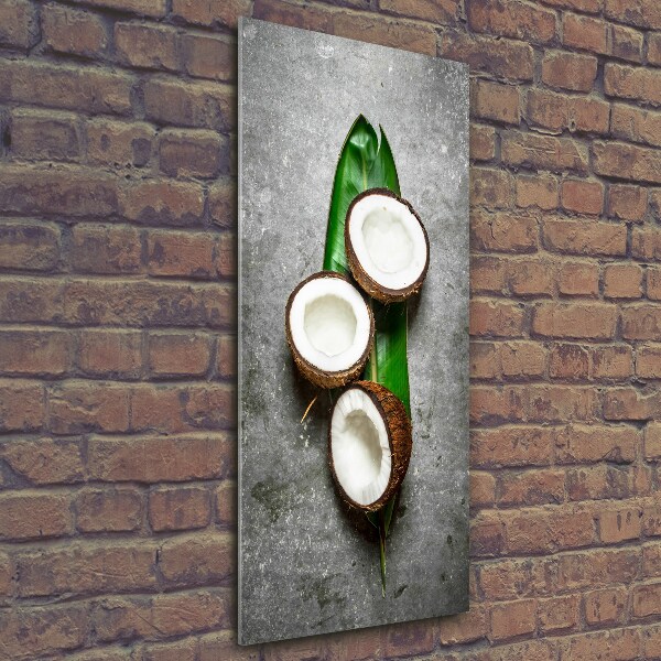 Bild aus glas vertikales Kokosnuss auf einem Blatt