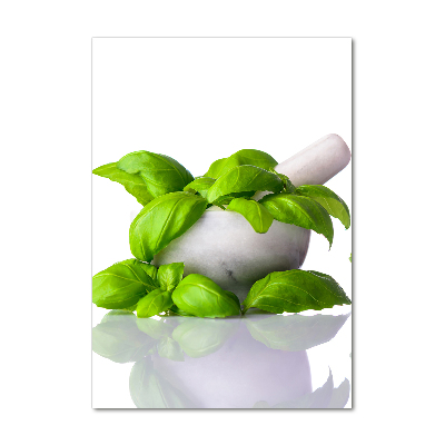 Foto auf glas vertikales Mörser und Kräuter