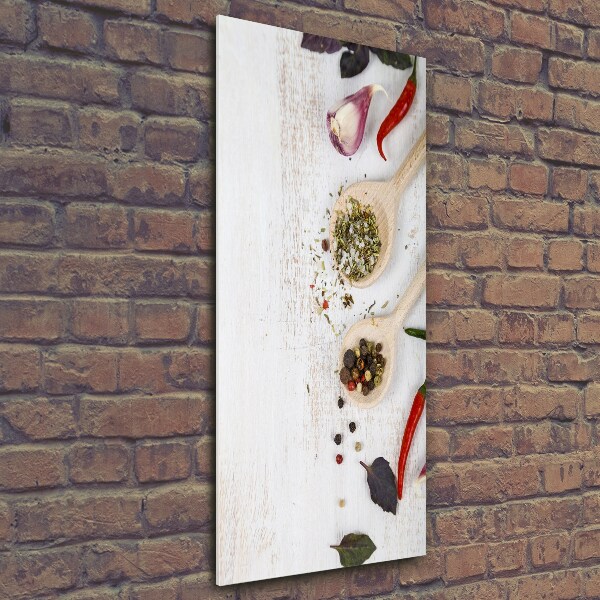 Glasbild vertikales Gemüse und Gewürze