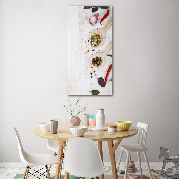 Glasbild vertikales Gemüse und Gewürze