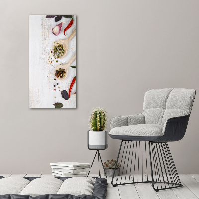 Glasbild vertikales Gemüse und Gewürze