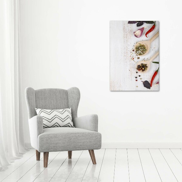 Glasbild vertikales Gemüse und Gewürze