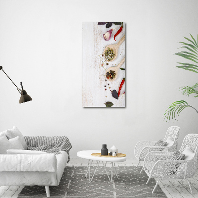 Glasbild vertikales Gemüse und Gewürze