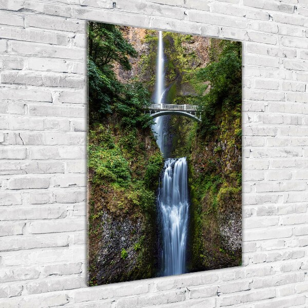 Glasbild vertikales Wasserfall