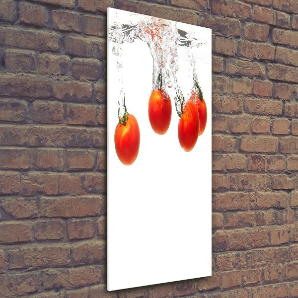 Glasbild vertikales Tomaten unter Wasser