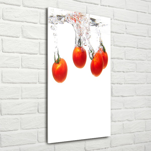 Glasbild vertikales Tomaten unter Wasser