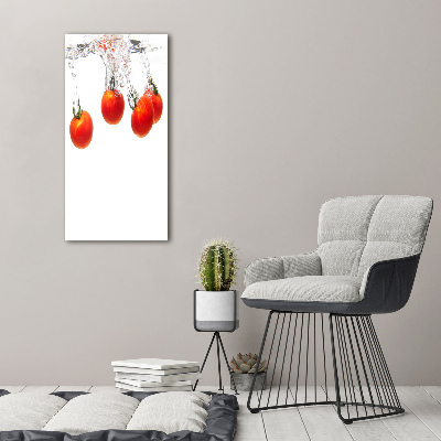 Glasbild vertikales Tomaten unter Wasser