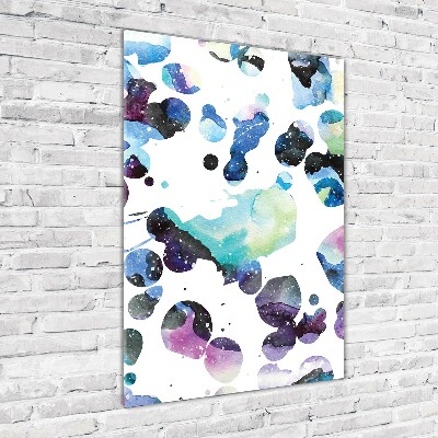 Glasbild vertikales Farbenfrohe Galaxie