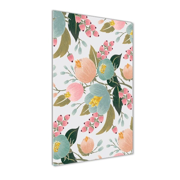 Glasbild vertikales Frühlingsblumen