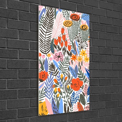 Glasbild vertikales Tropische Blumen