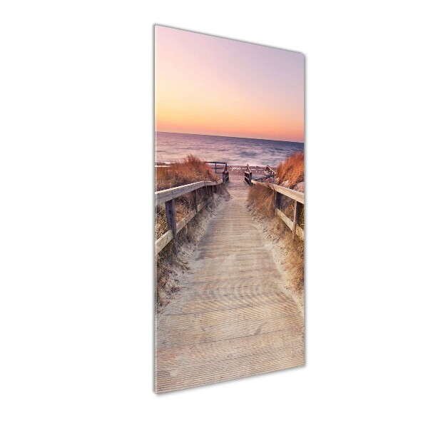 Glasbild vertikales Weg zum Strand