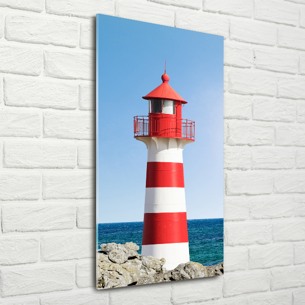 Glasbild vertikales Leuchtturm