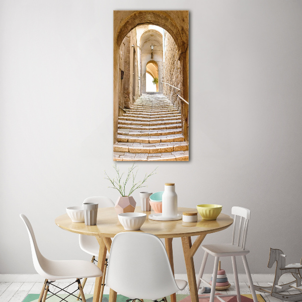 Glasbild vertikales Enge Straßen