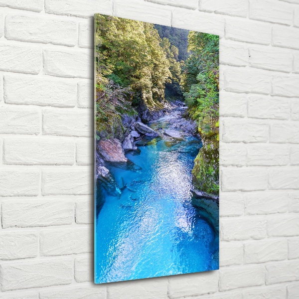 Bild aus glas vertikales Fluss im Wald