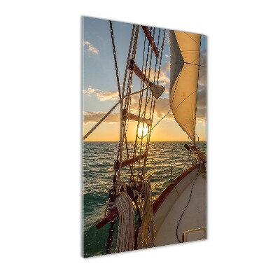 Foto auf glas vertikales Eine Yacht auf See