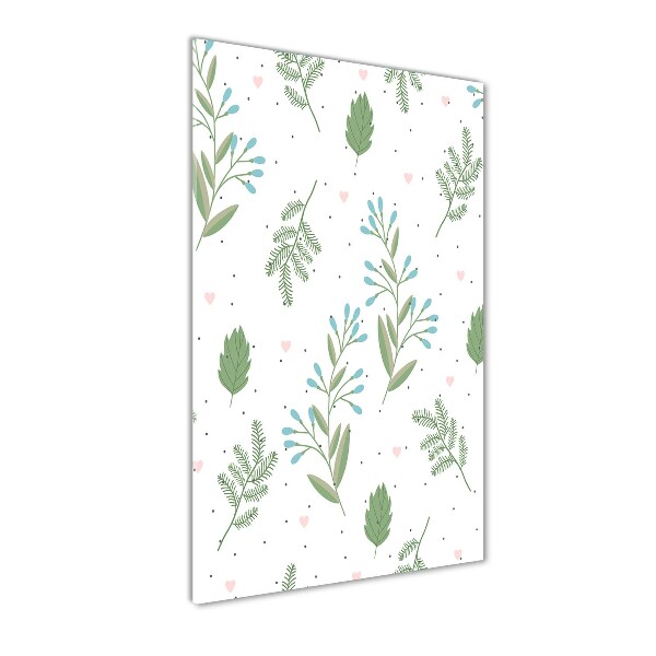 Bild aus glas vertikales Blätter und Herzen