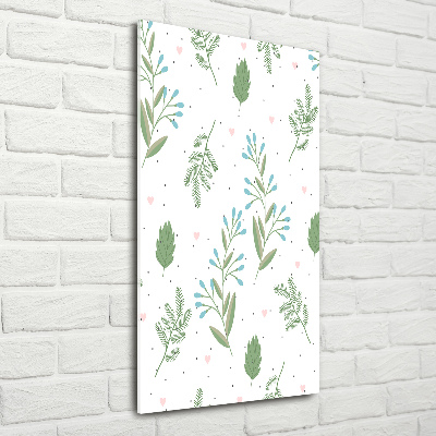 Bild aus glas vertikales Blätter und Herzen