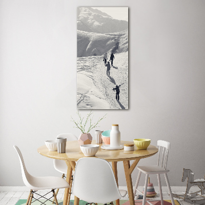 Glasbild vertikales Skifahrer