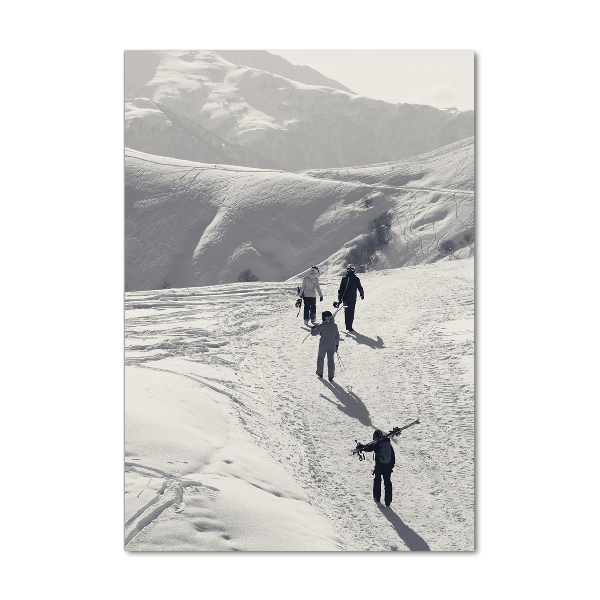 Glasbild vertikales Skifahrer