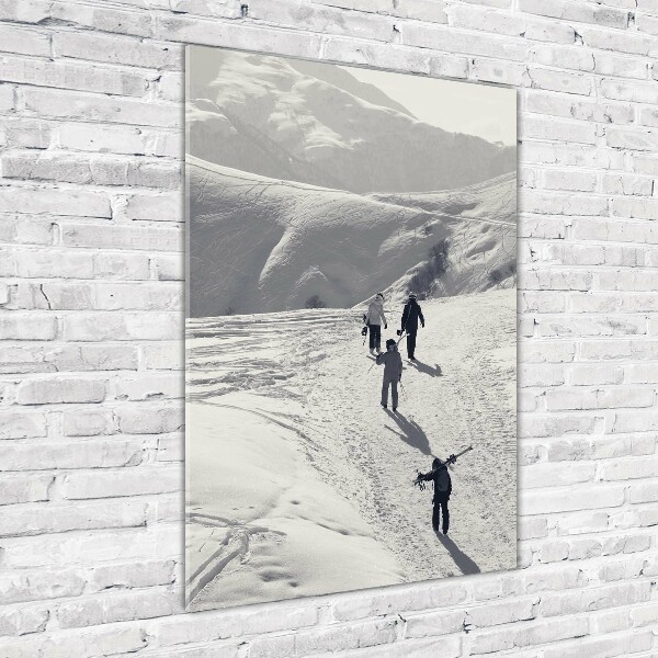 Glasbild vertikales Skifahrer