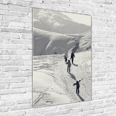 Glasbild vertikales Skifahrer