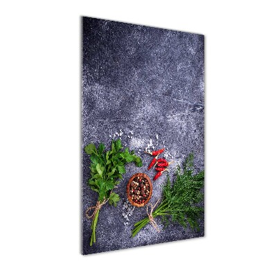 Glasbild vertikales Kräuter und Gewürze
