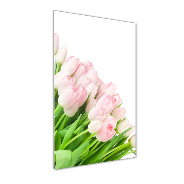 Glasbild vertikales Rosa Tulpen