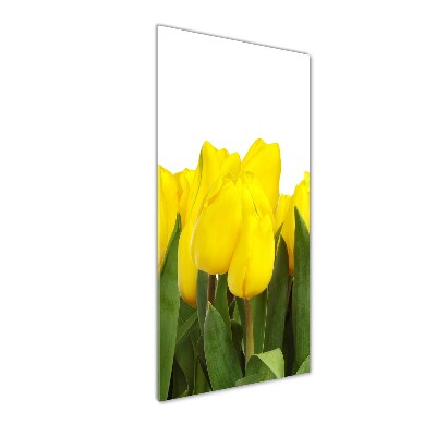 Glasbild vertikales Gelbe Tulpen