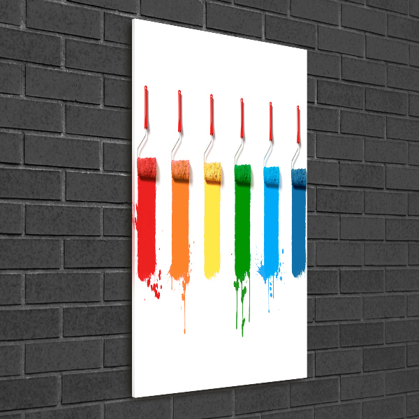 Glasbild vertikales Farbrollen
