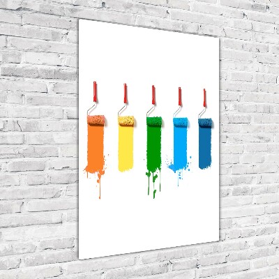 Glasbild vertikales Farbrollen