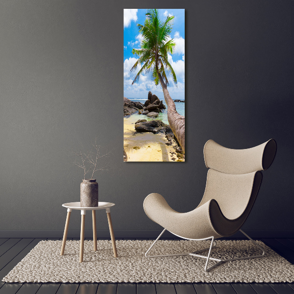 Glasbild vertikales Tropischer Strand