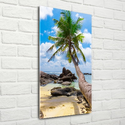 Glasbild vertikales Tropischer Strand