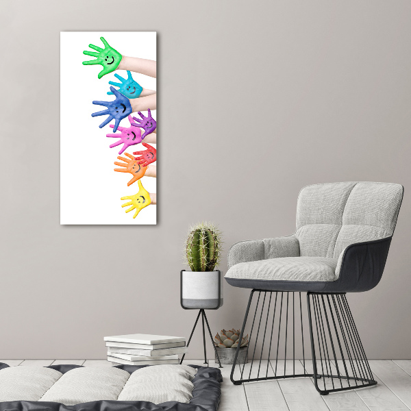 Glasbild vertikales Bemalte Hände