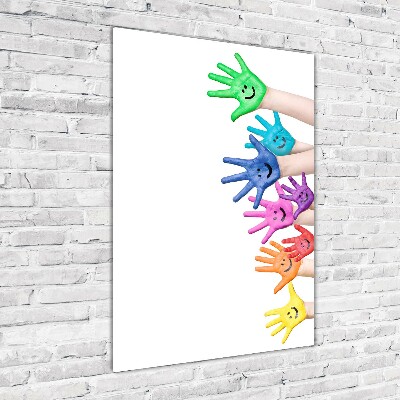 Glasbild vertikales Bemalte Hände