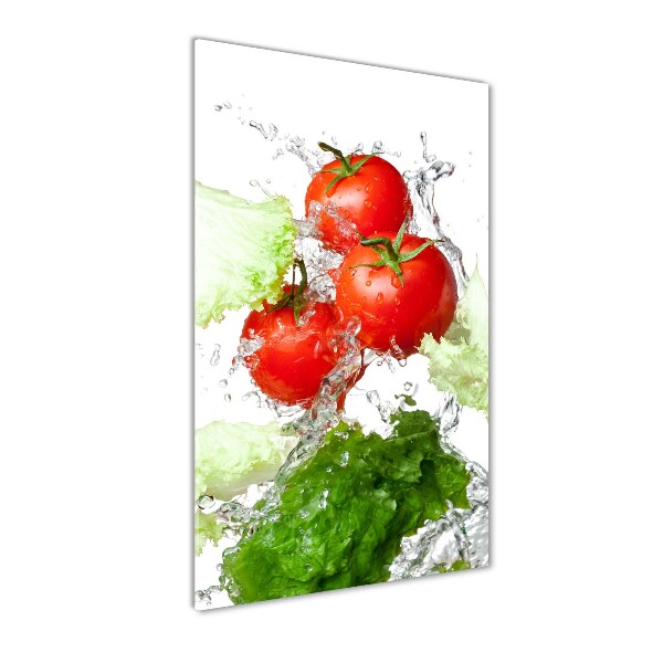 Bild aus glas vertikales Tomaten und Salat