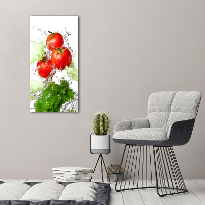 Bild aus glas vertikales Tomaten und Salat
