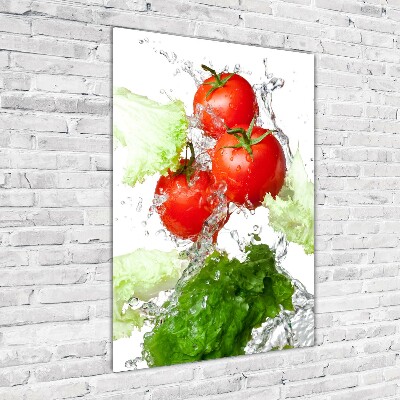 Bild aus glas vertikales Tomaten und Salat