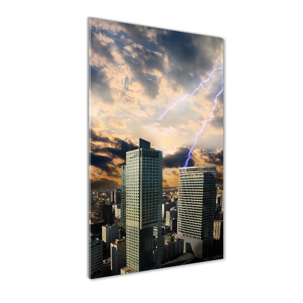Bild aus glas vertikales Sturm über Warschau