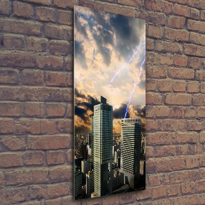 Bild aus glas vertikales Sturm über Warschau