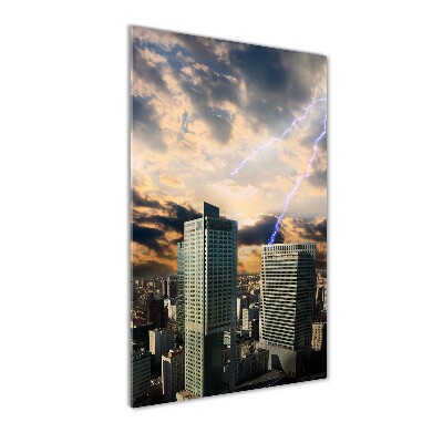 Bild aus glas vertikales Sturm über Warschau