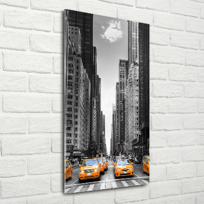 Glasbild vertikales New Yorker Taxis