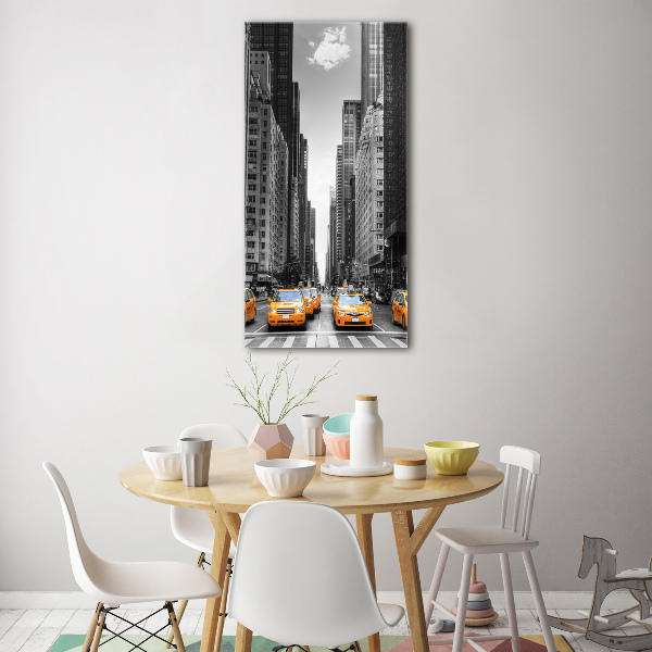 Glasbild vertikales New Yorker Taxis