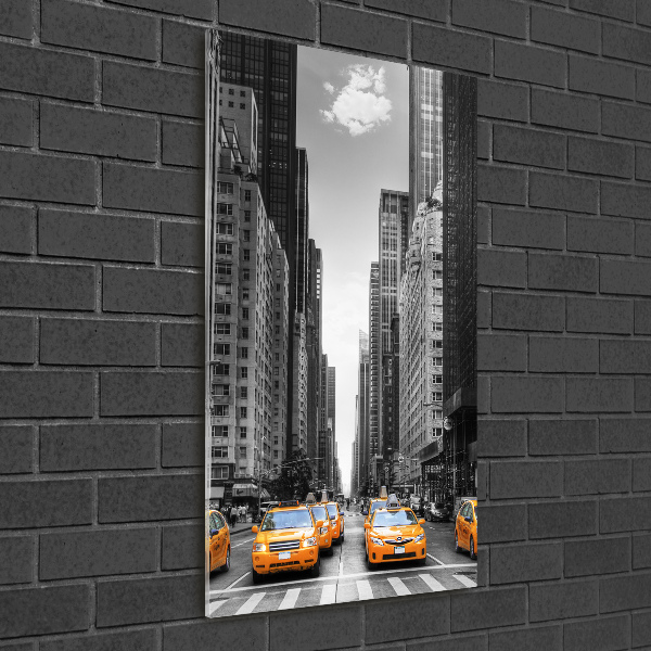 Glasbild vertikales New Yorker Taxis