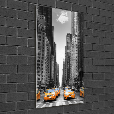 Glasbild vertikales New Yorker Taxis